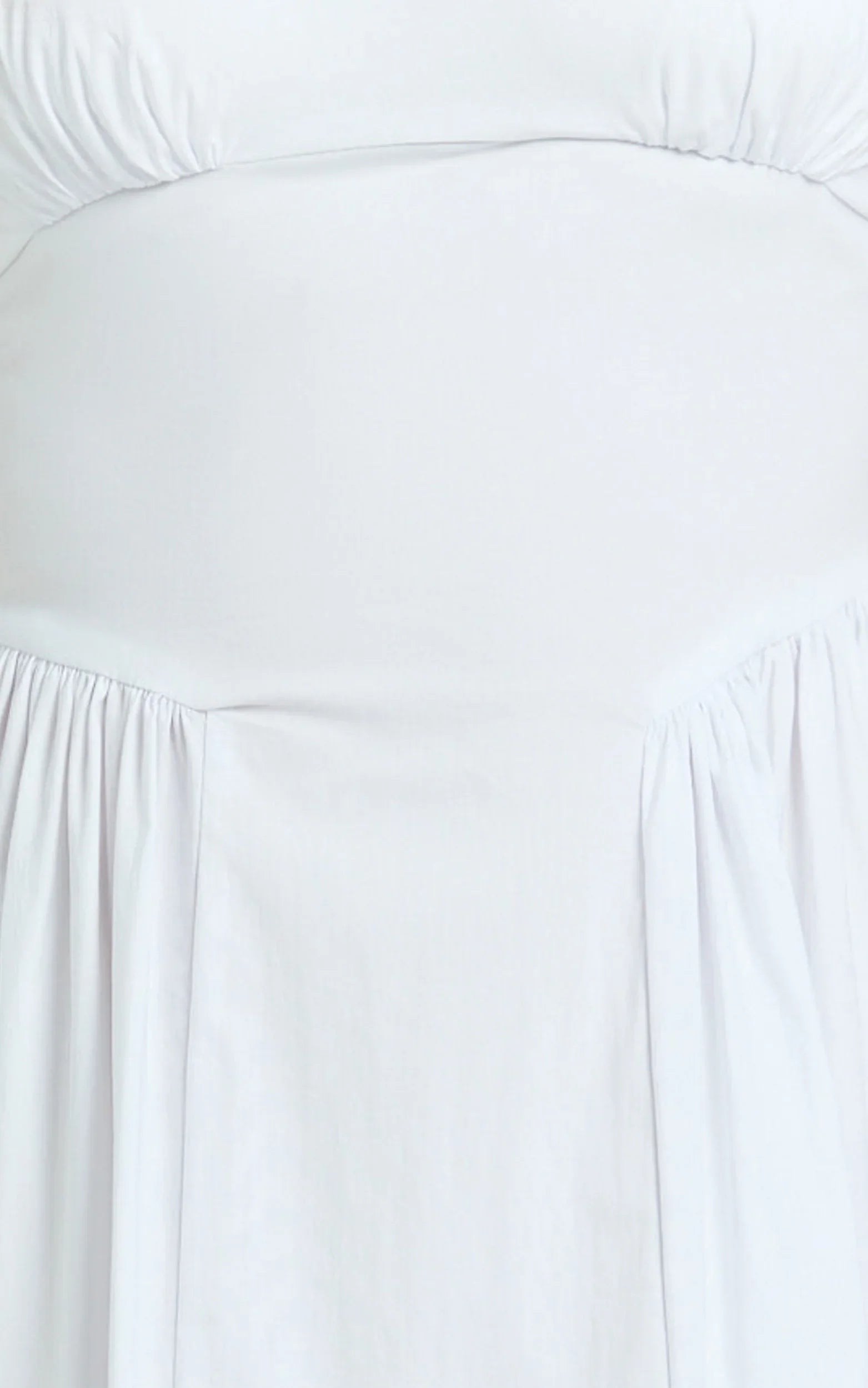 Donatella Midi Dress - Ruched Bust Fit And Flare Dress in White