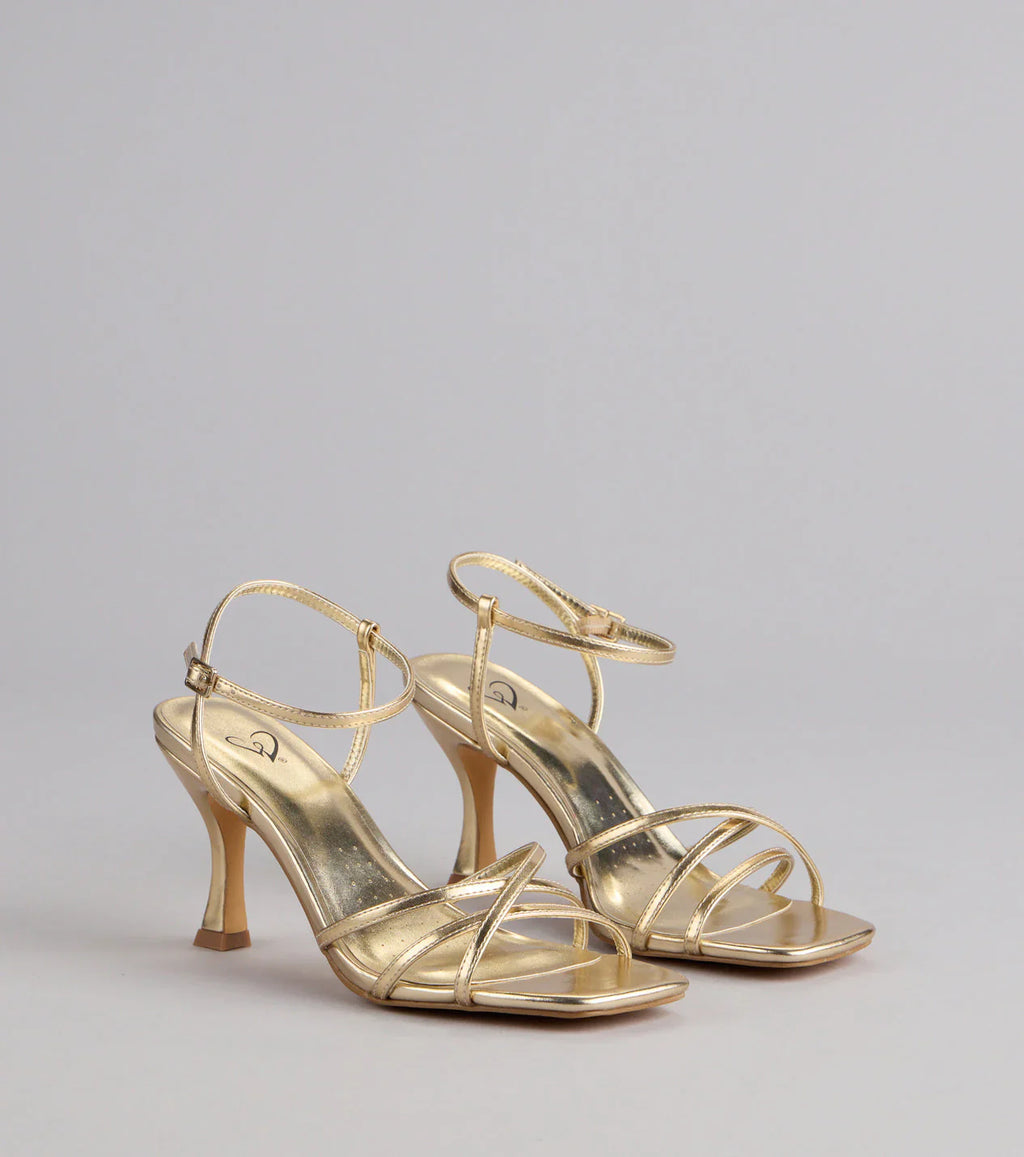 Shine Hour Metallic Strappy Stiletto Heels