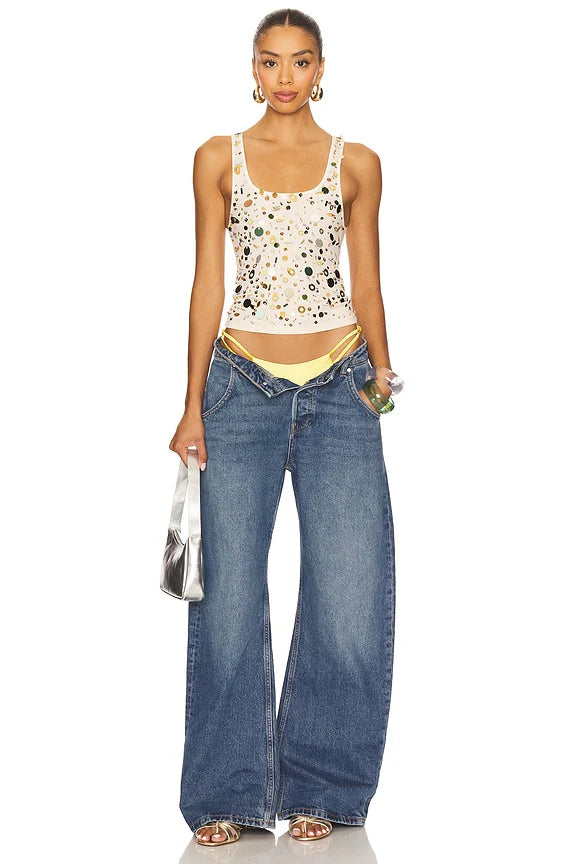 Sequin Ribbed Vest Top