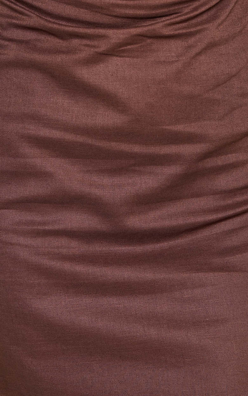 Jeofina Mini Dress - Off The Shoulder Linen Look Dress in Chocolate