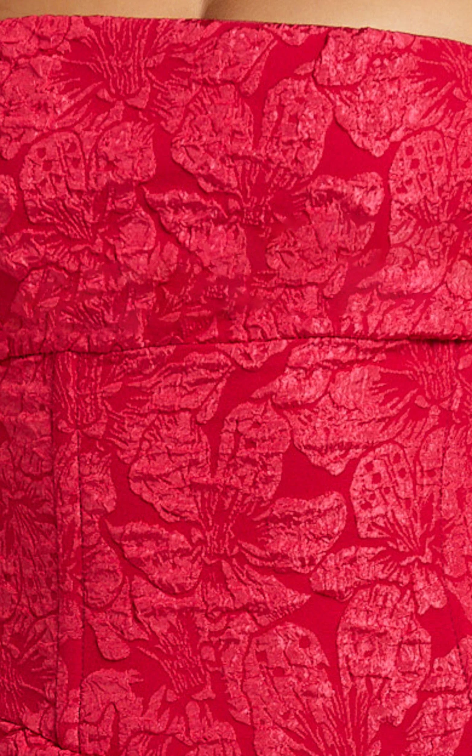 Berri Maxi Dress - Strapless Jacquard High Split Dress in Red