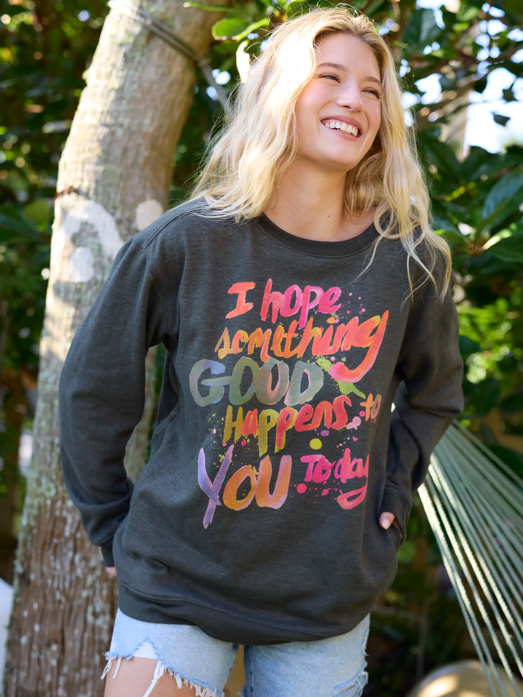 Comfy Pocket Sweatshirt - Hope Something Good Happens