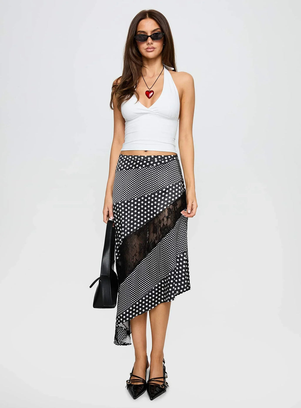 Midnight Memories Asymmetrical Midi Skirt Black Multi