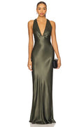 La Lune Plunged Cross Back Maxi Dress
