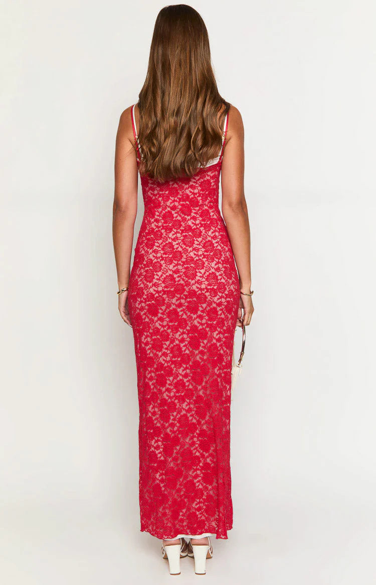 Kata Red Lace Maxi Dress