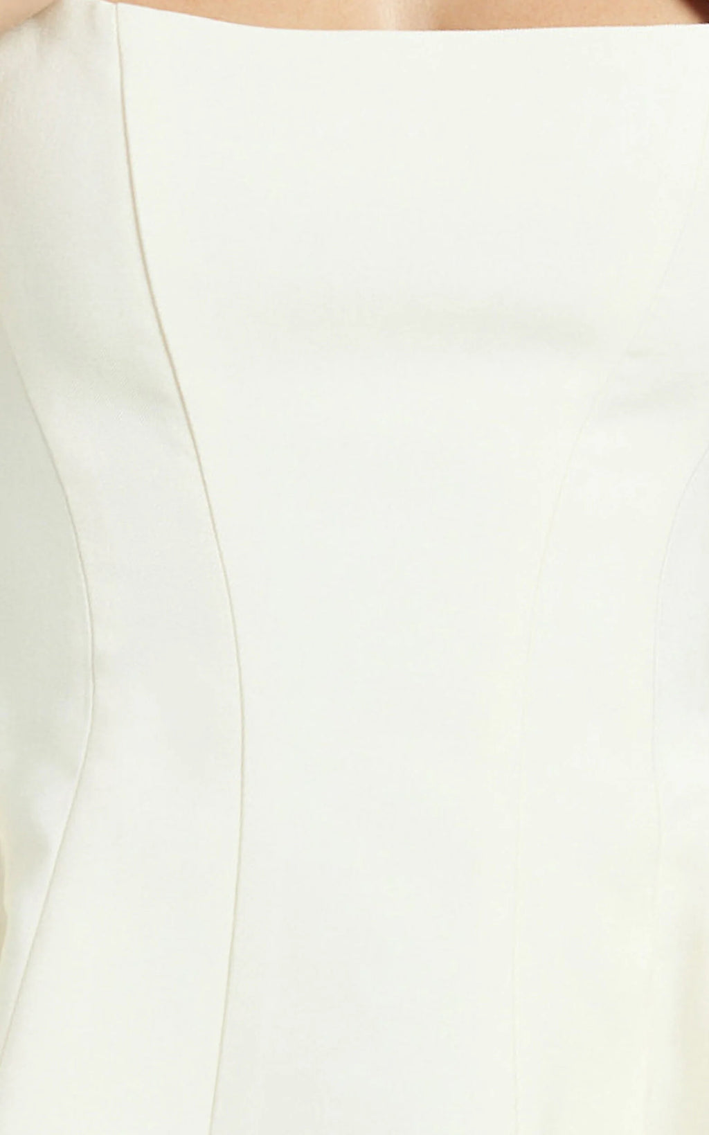 Kailee Mini Dress - Wide Strap Square Neck Fit And Flare Tulip Dress in Cream