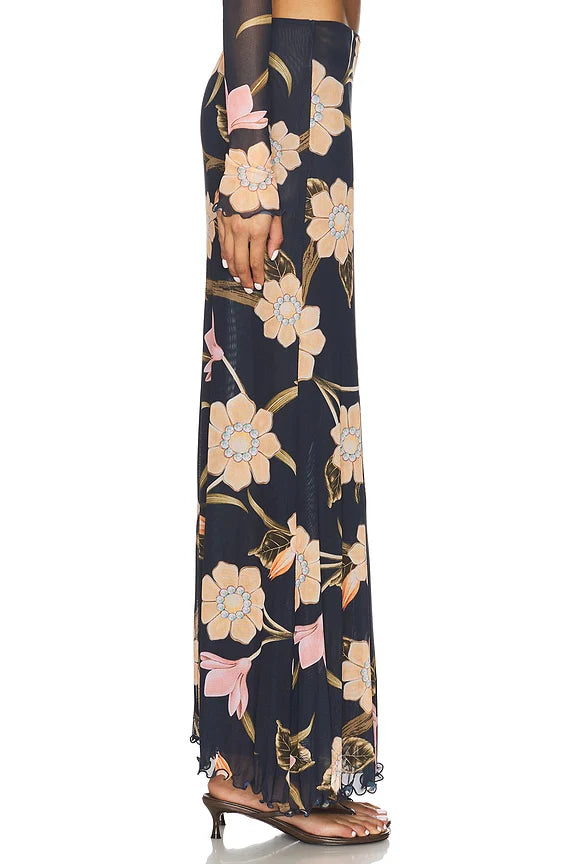 x REVOLVE Brace Skirt in Burgundy Floral