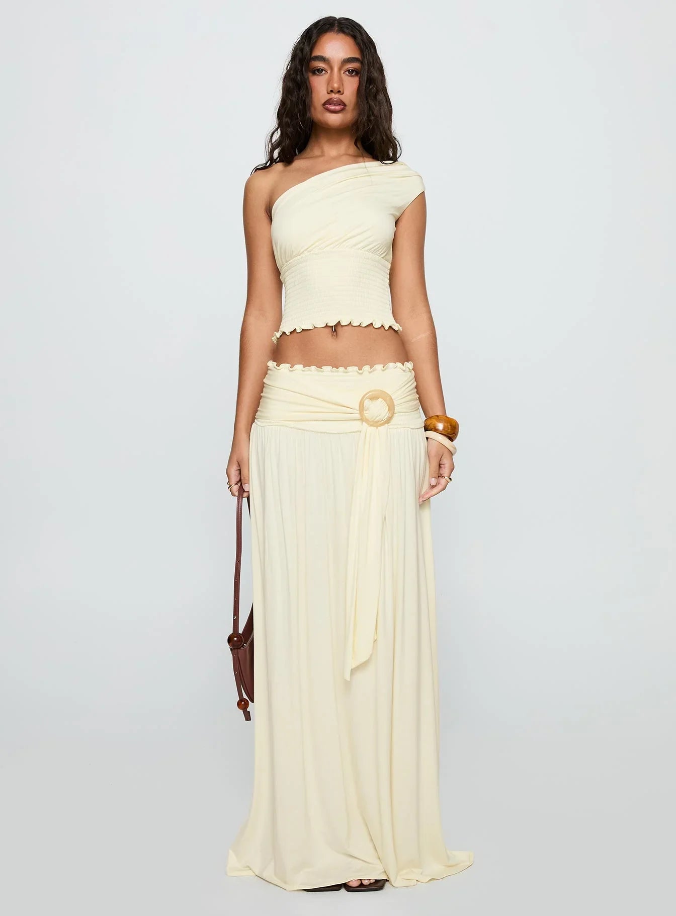 Full Orbit One Shoulder Top Cream