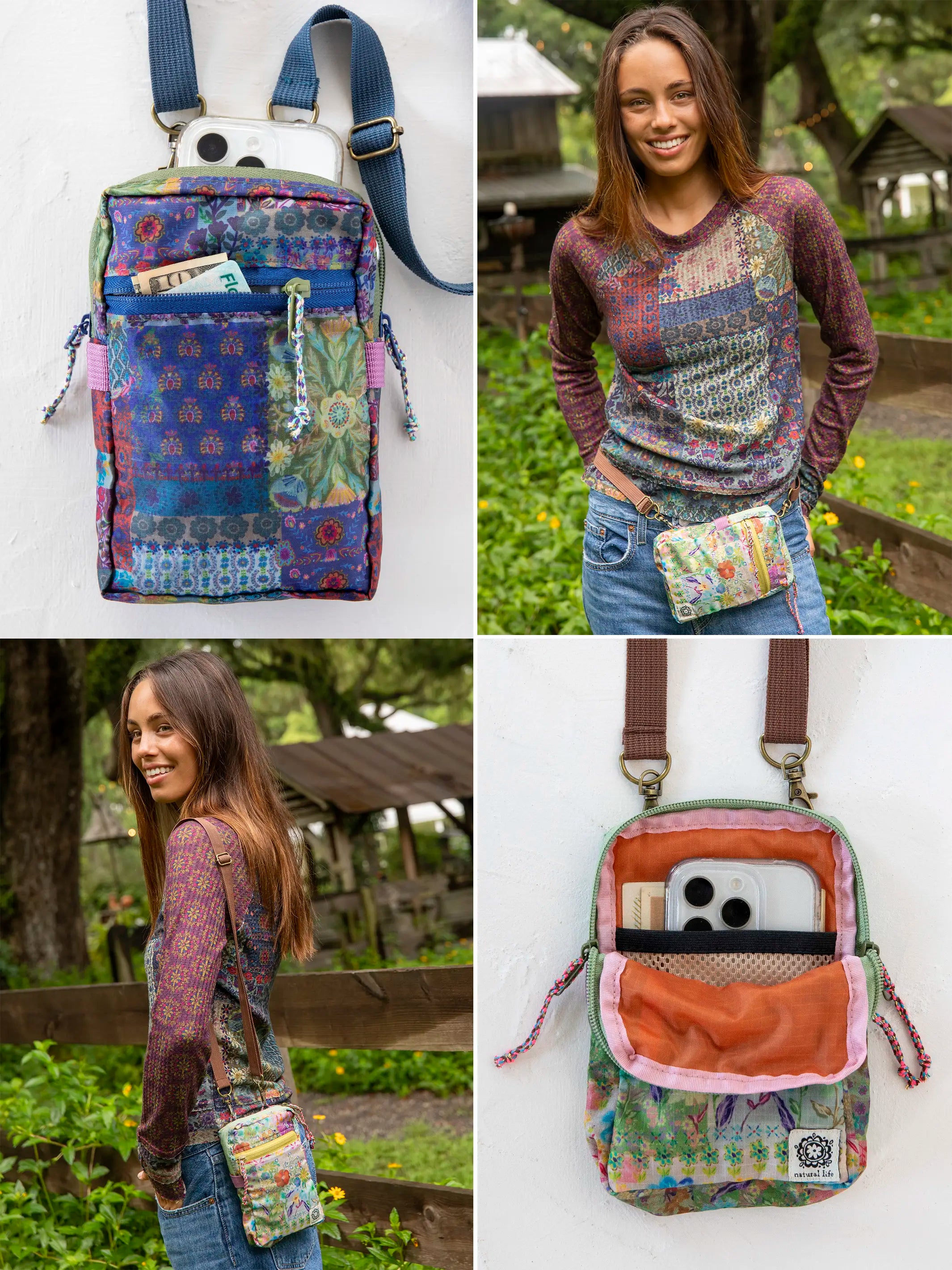 8-in-1 Pocket Crossbody - Blue Patchwork