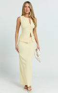 Brittany Two Piece Set - Ribbed Skirt Set in Yellow