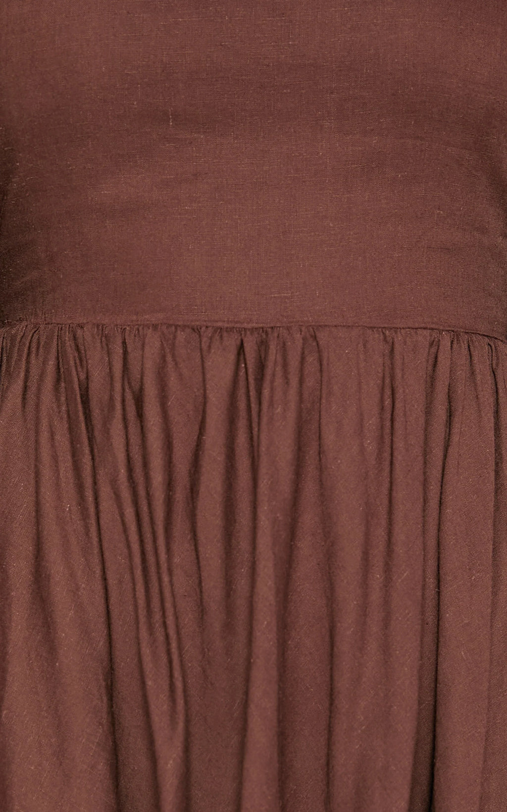 Alessandra Mini Dress - Linen Puff Sleeves Dress in Chocolate