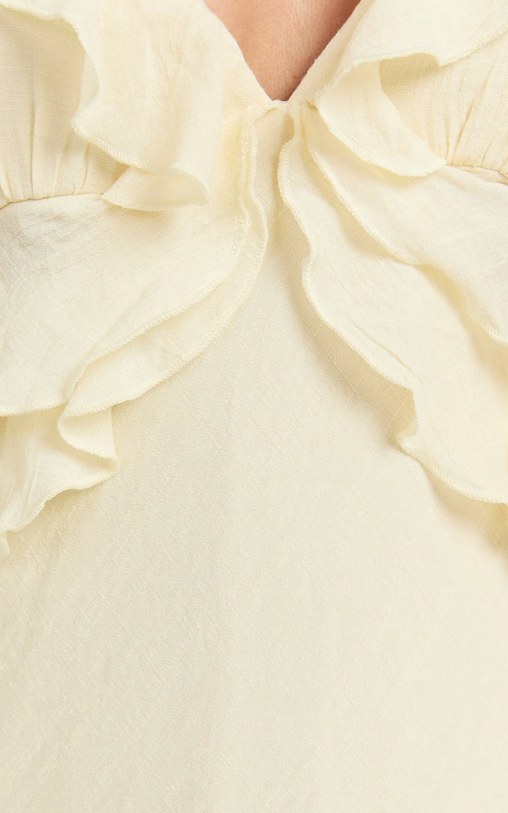 Dahlia Midi Dress - Ruffle Details Slip Dress in Lemon