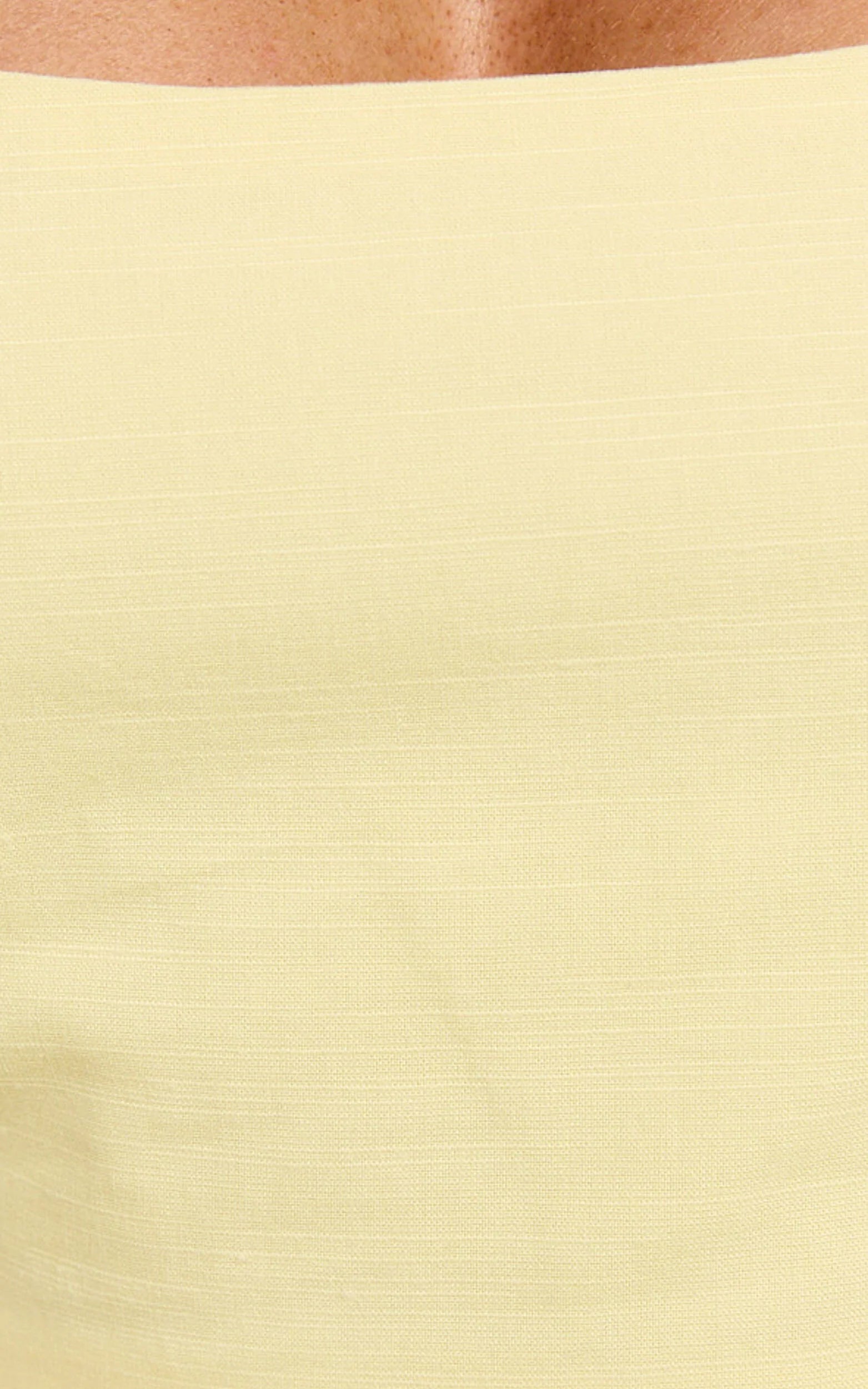 Polina Two Piece Set - Linen Square Neck Crop Top and Tie Waist Skort Set in Lemon