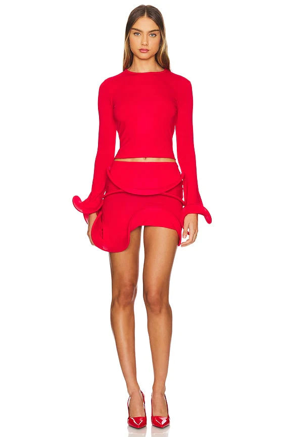 Wave Hem Mini Skirt