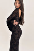 Black Long Sleeve Lace Maxi Dress
