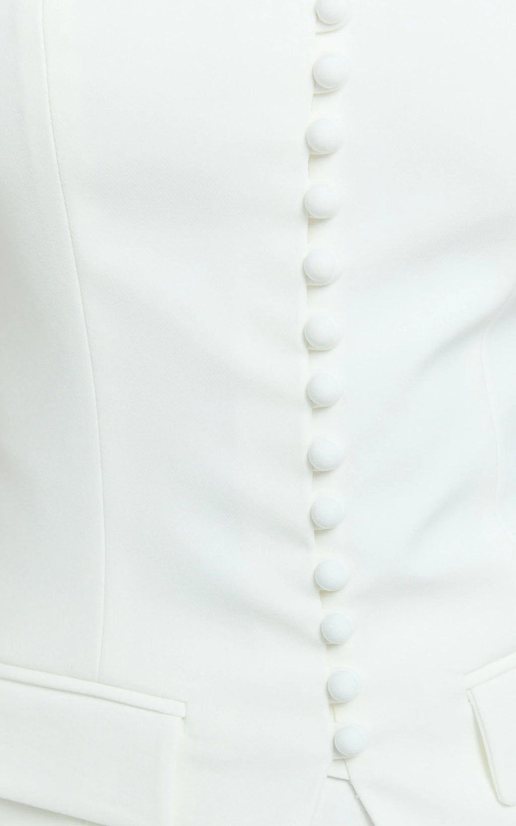 Monroe Two Piece Set - Strapless Button Down Longline Vest Top and High Waisted Mini Skirt in Cream
