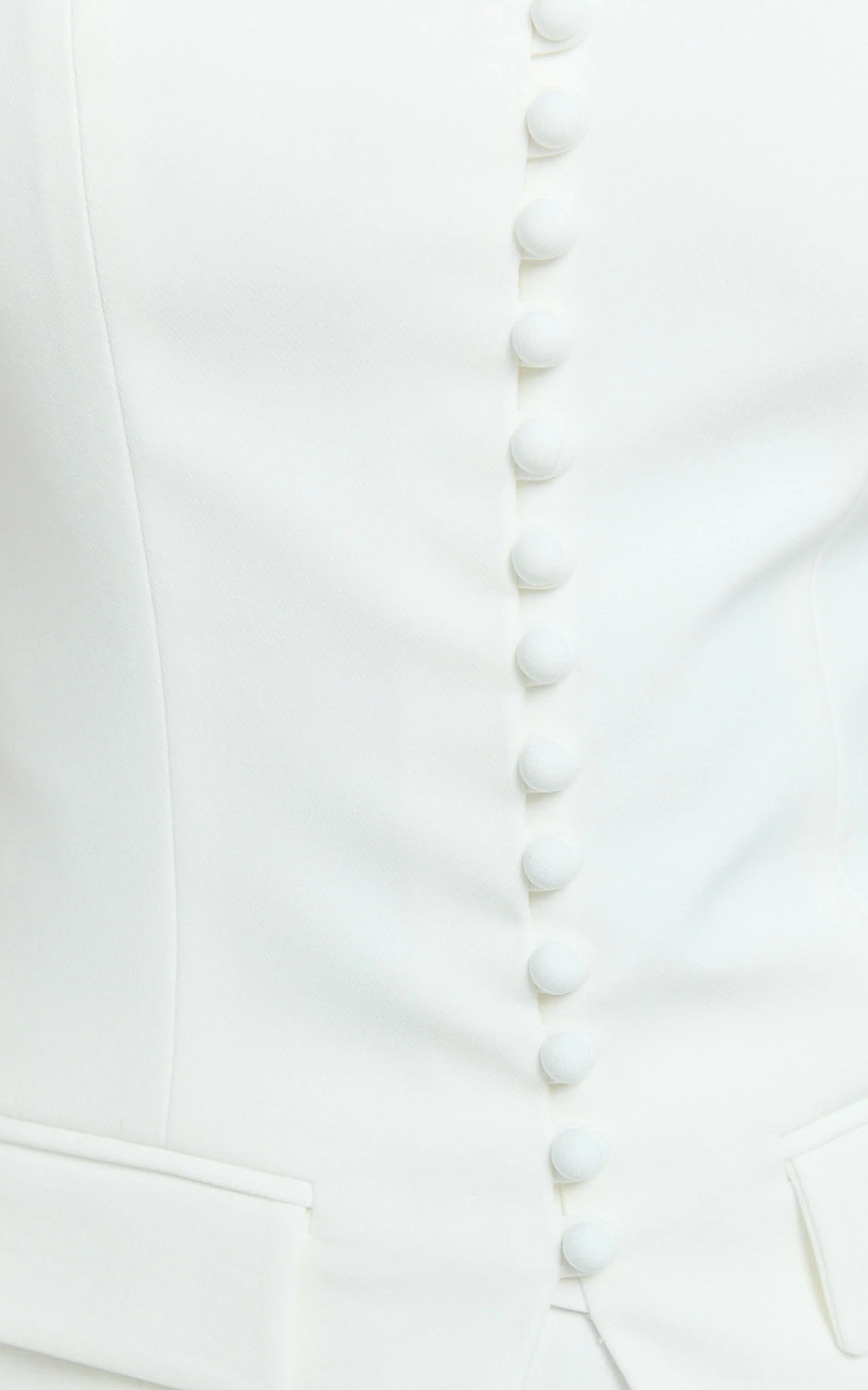 Monroe Two Piece Set - Strapless Button Down Longline Vest Top and High Waisted Mini Skirt in Cream