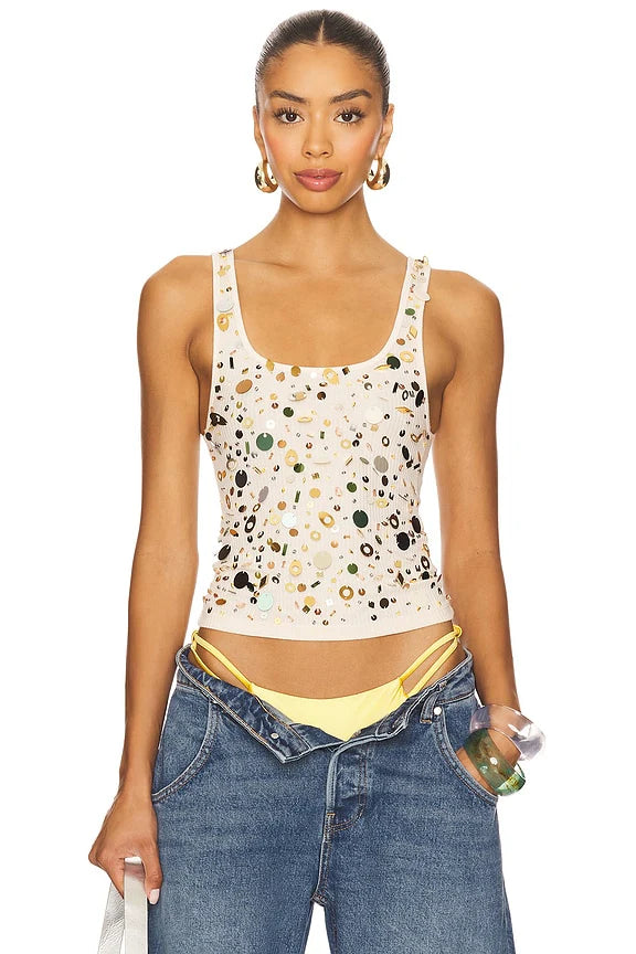 Sequin Ribbed Vest Top