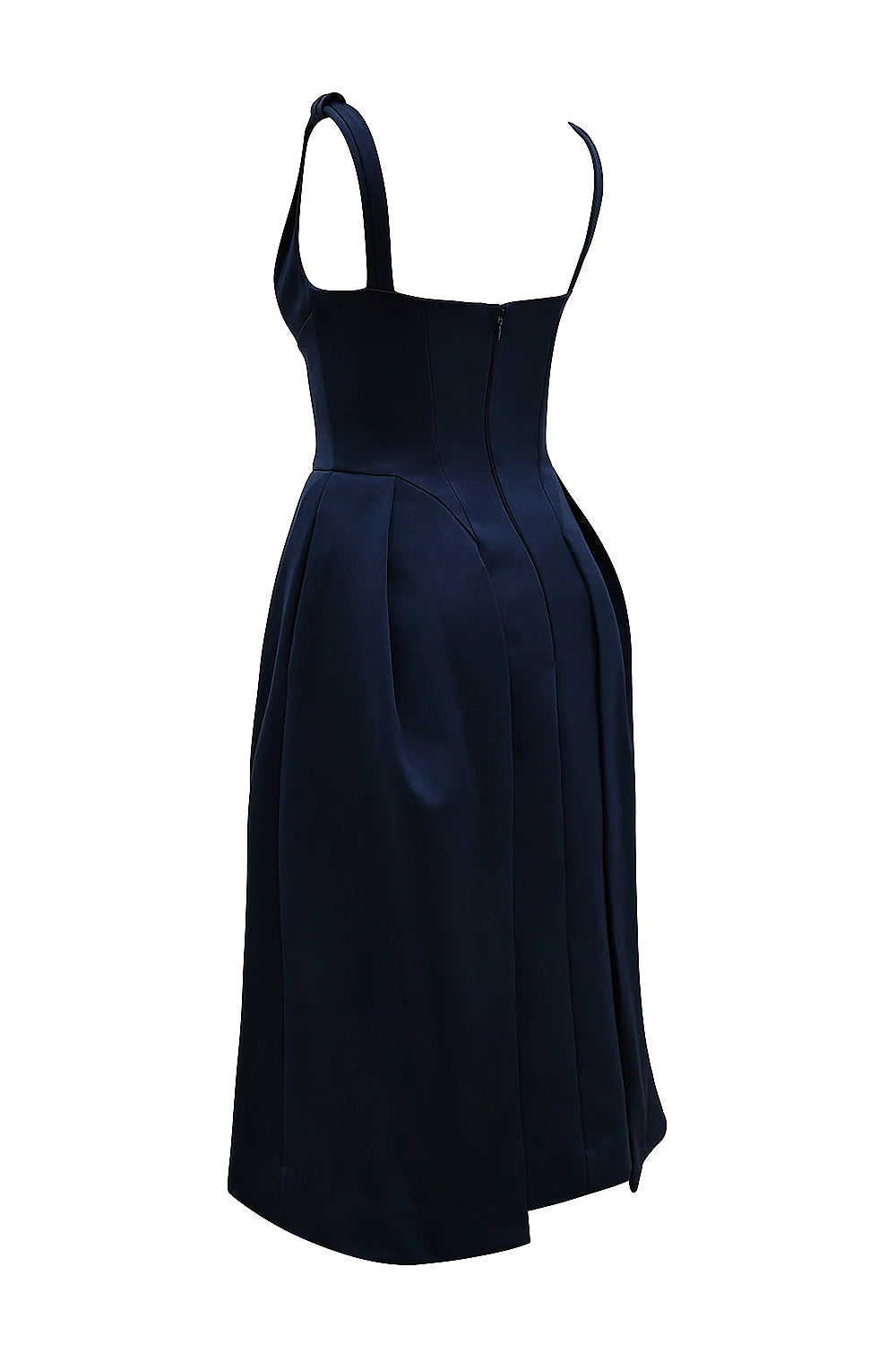 Midnight Twist Strap Satin Midi Dress