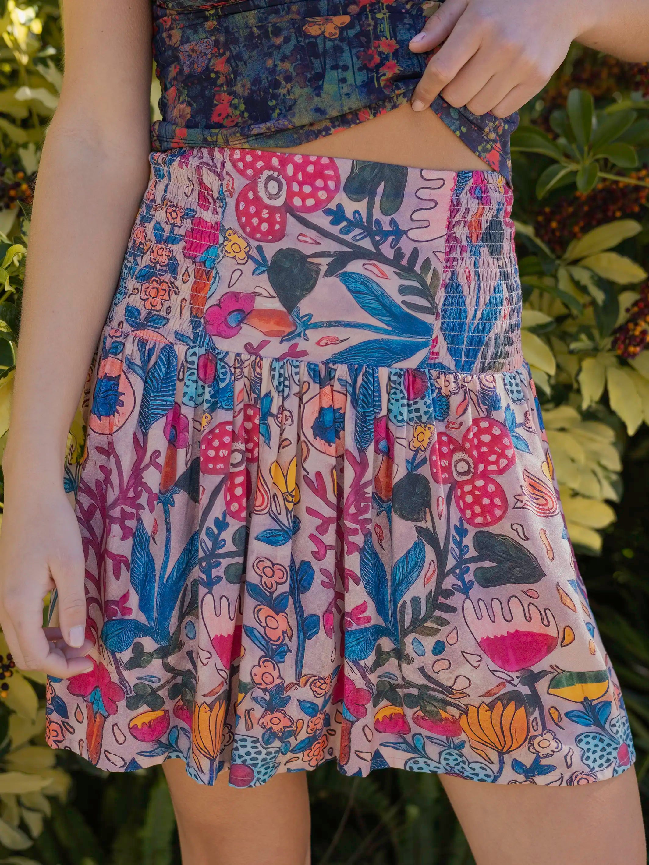 Malia Mini Skirt - Pink Flung Floral