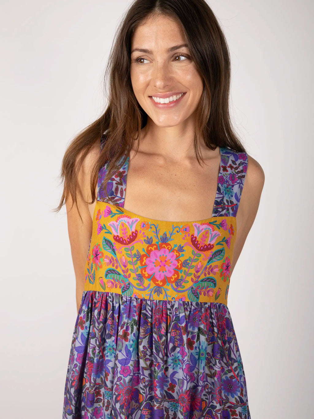 Tricia Maxi Dress - Dark Purple Daisies