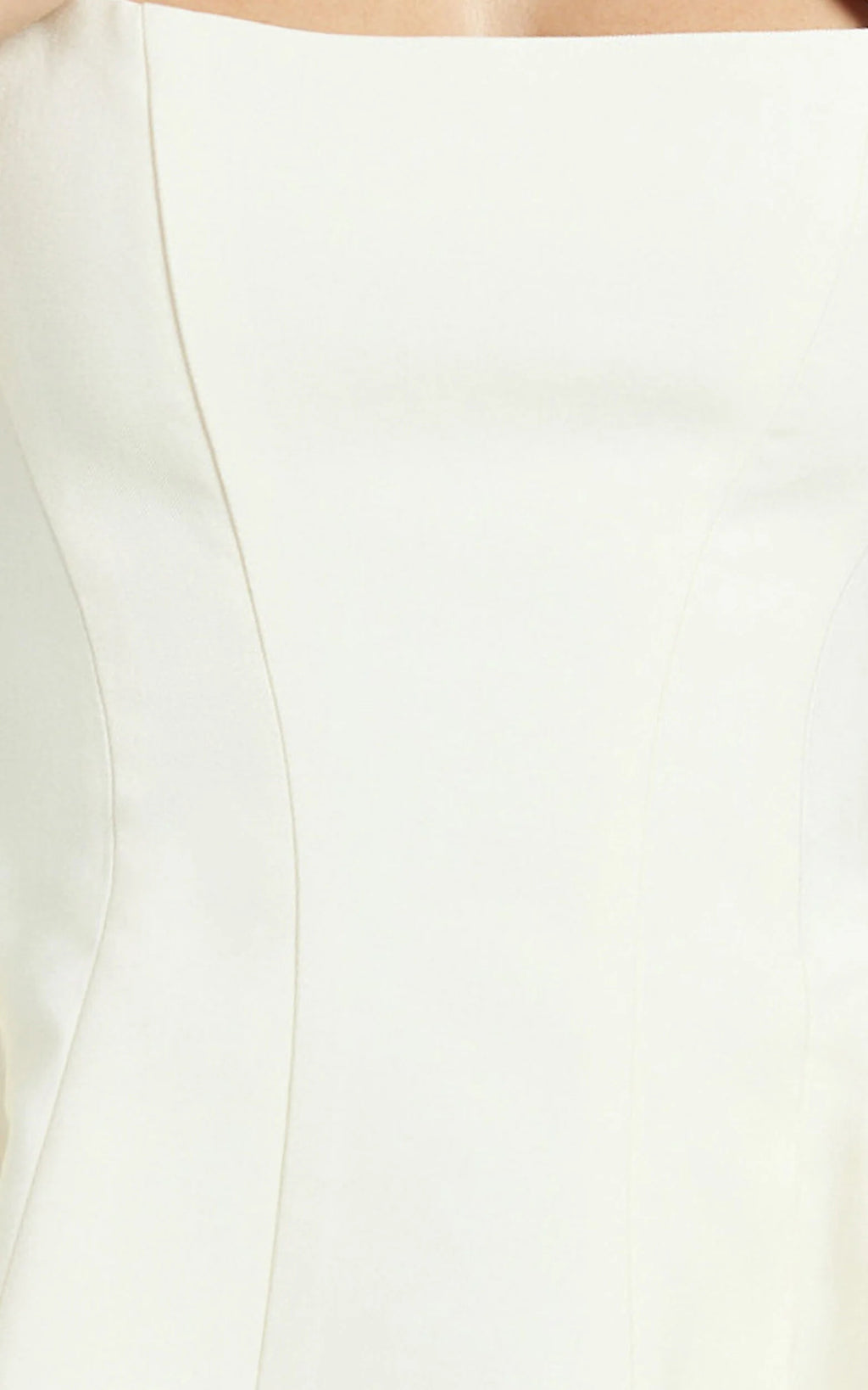 Kailee Mini Dress - Wide Strap Square Neck Fit And Flare Tulip Dress in Cream