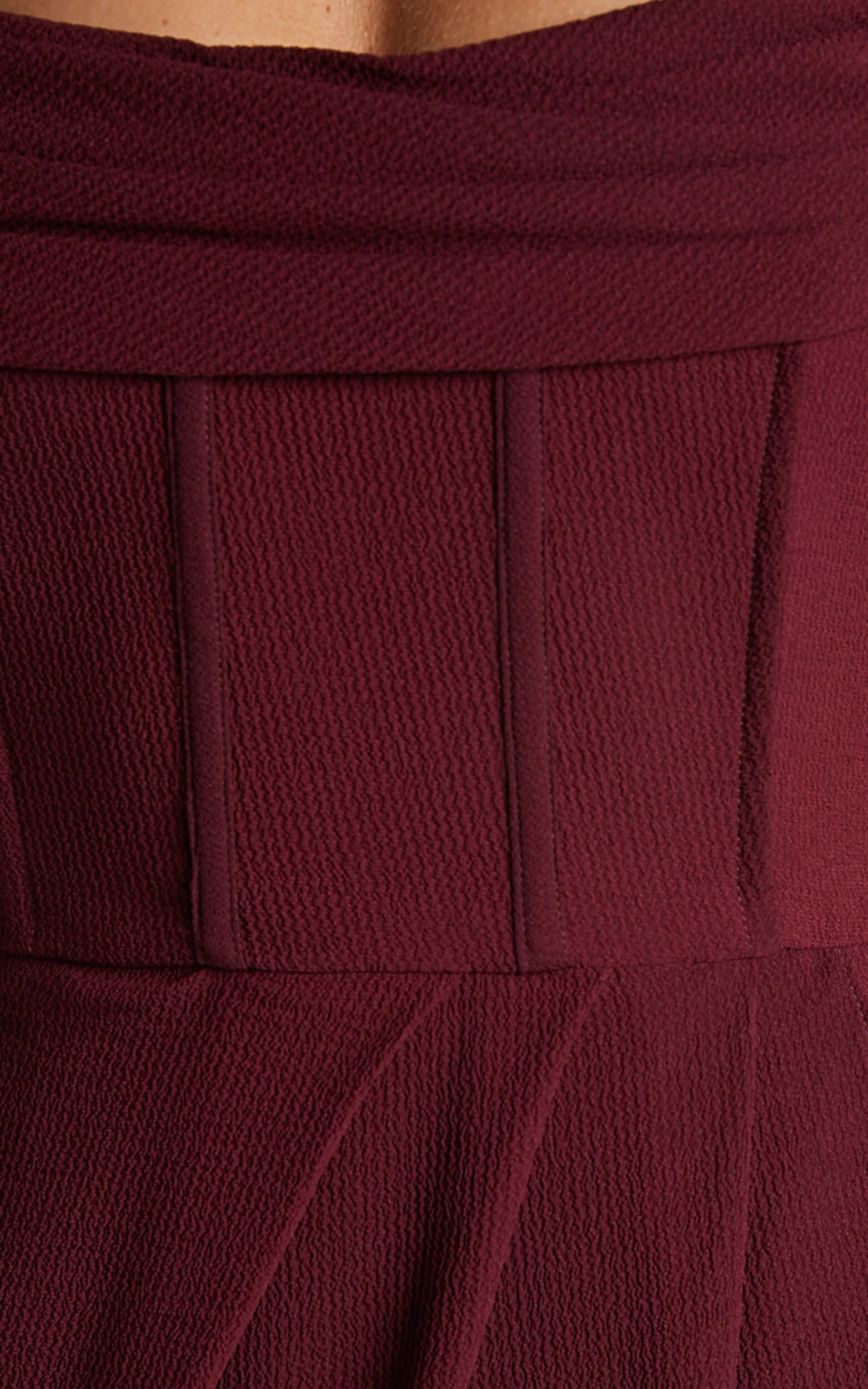 Andrina Midi Dress - High Low Wrap Corset Dress in Wine