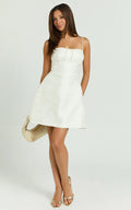Mavic Mini Dress - Tie Detail Bust Dress in White