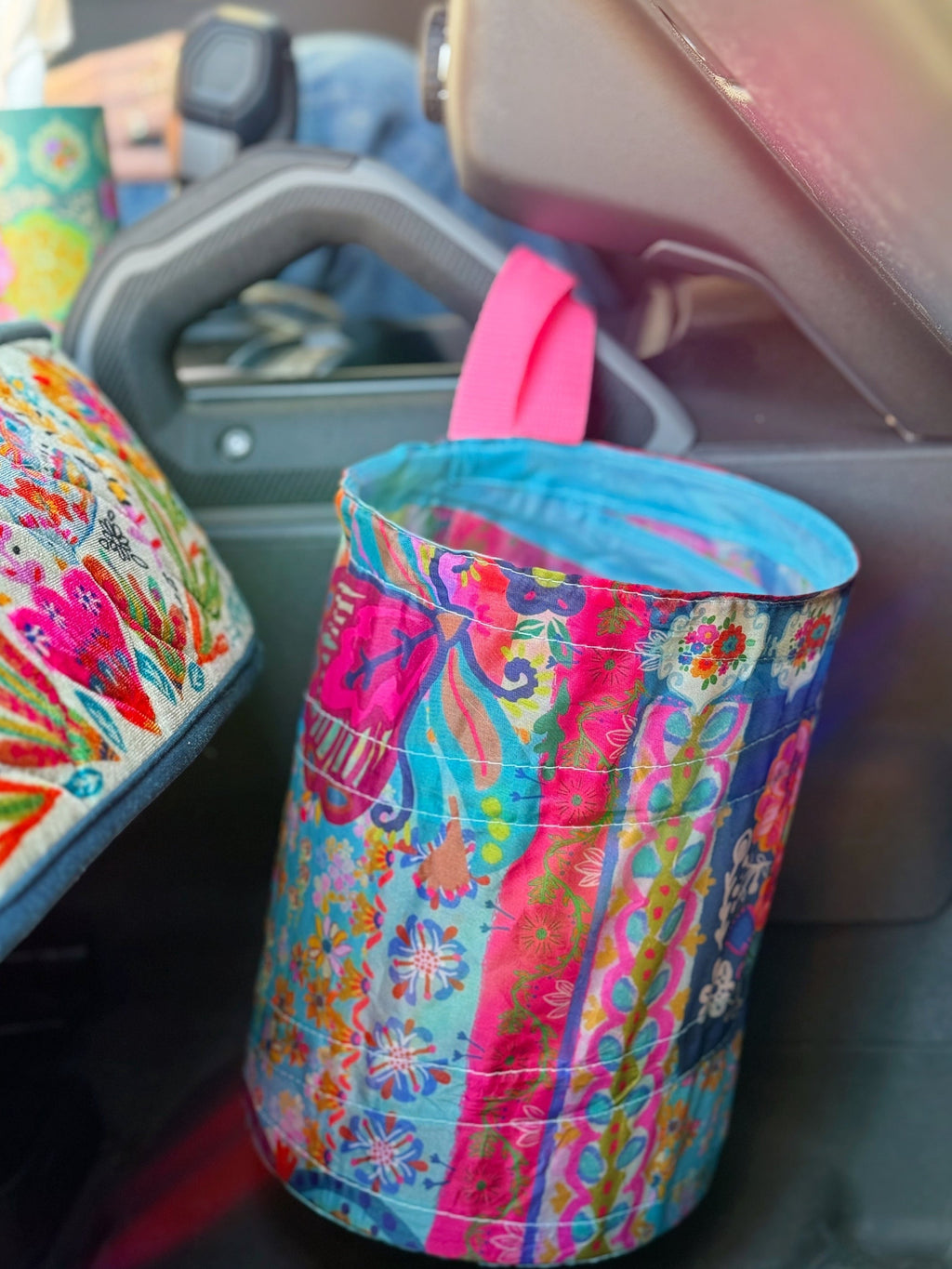 Pop-Up Car Trash Can - Floral Patchwork