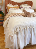 Cotton Ruffle Duvet Cover - Cream Pom Pom