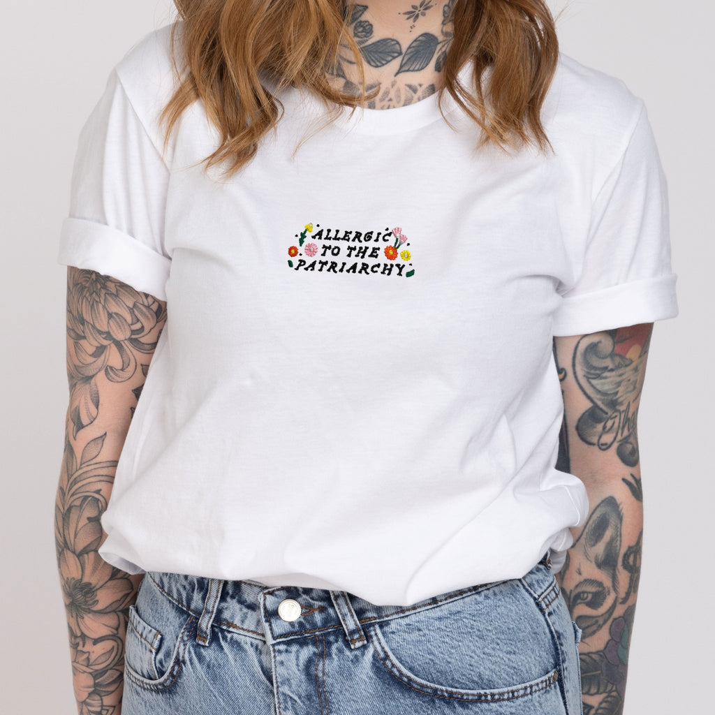 Allergic To The Patriarchy Embroidered T-Shirt