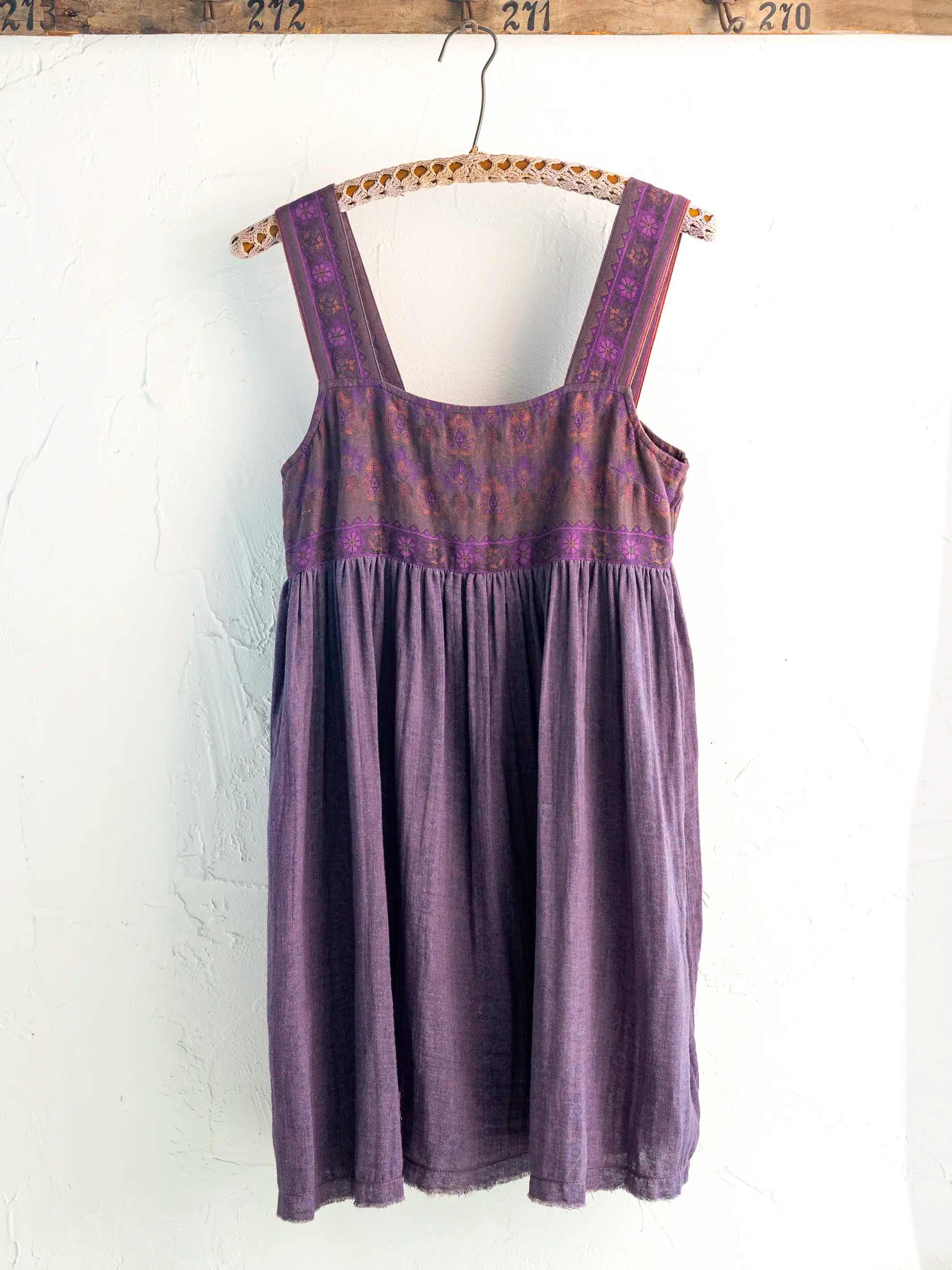 Tricia Reversible Cotton Mini Dress - Medallion Eggplant Sunburst