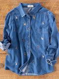 Fave Little Things Embroidered Shirt - Denim Pets