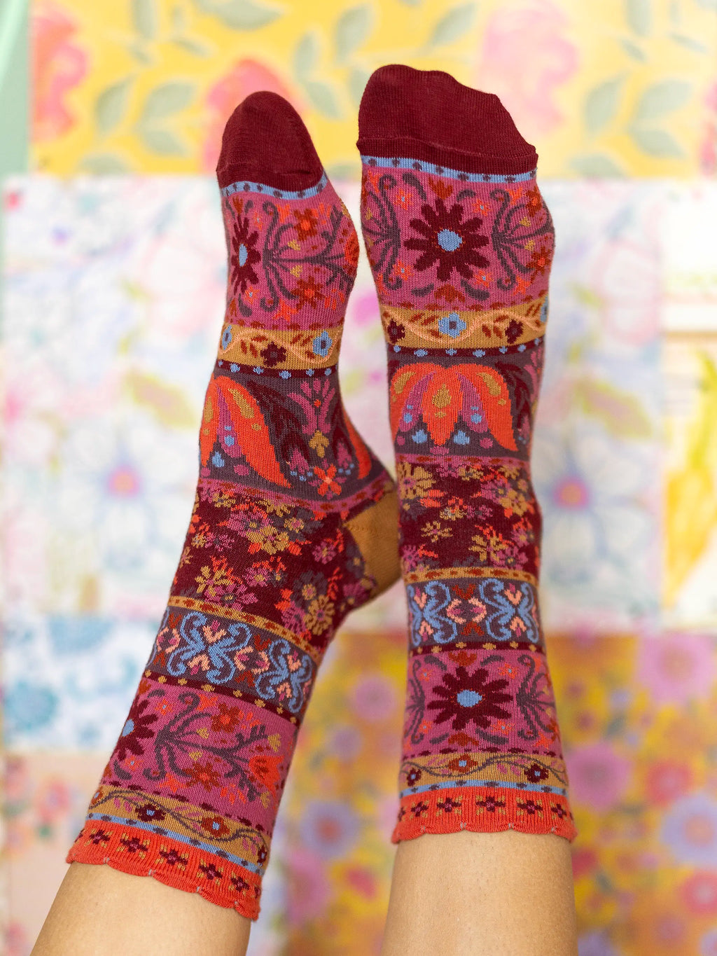 Boxed Boho Sock Set, Set of 3 - Striped Floral