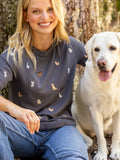 Parker Embroidered Thermal Tee - Charcoal Dogs