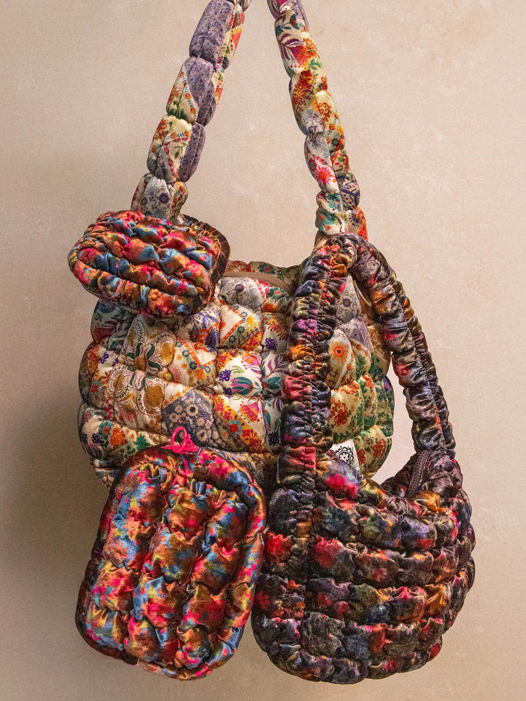 Puffy Velvet Fit-It-All Bag - Small Dark Floral Garden