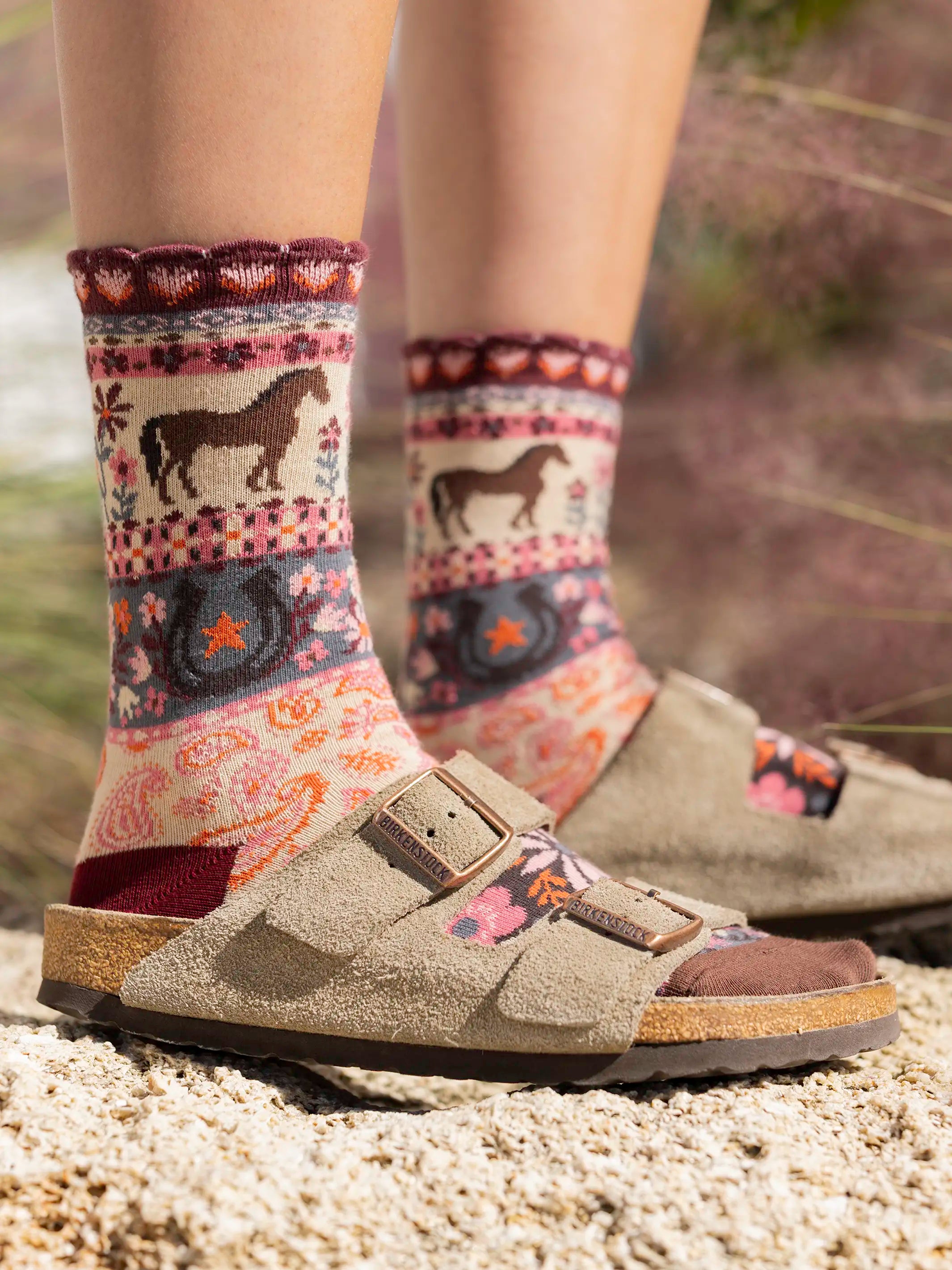 Boxed Boho Sock Set, Set of 3 - Red Horses