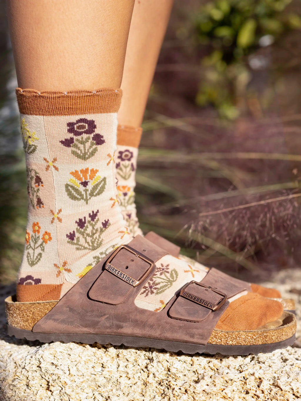 Boxed Boho Sock Set, Set of 3 - Cream Folk Floral