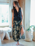 Addie Midi Skirt - Black Cream Daisies
