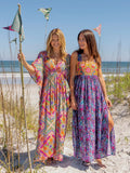 Sanibel Kaftan Maxi Dress - Pink Floral Diamonds