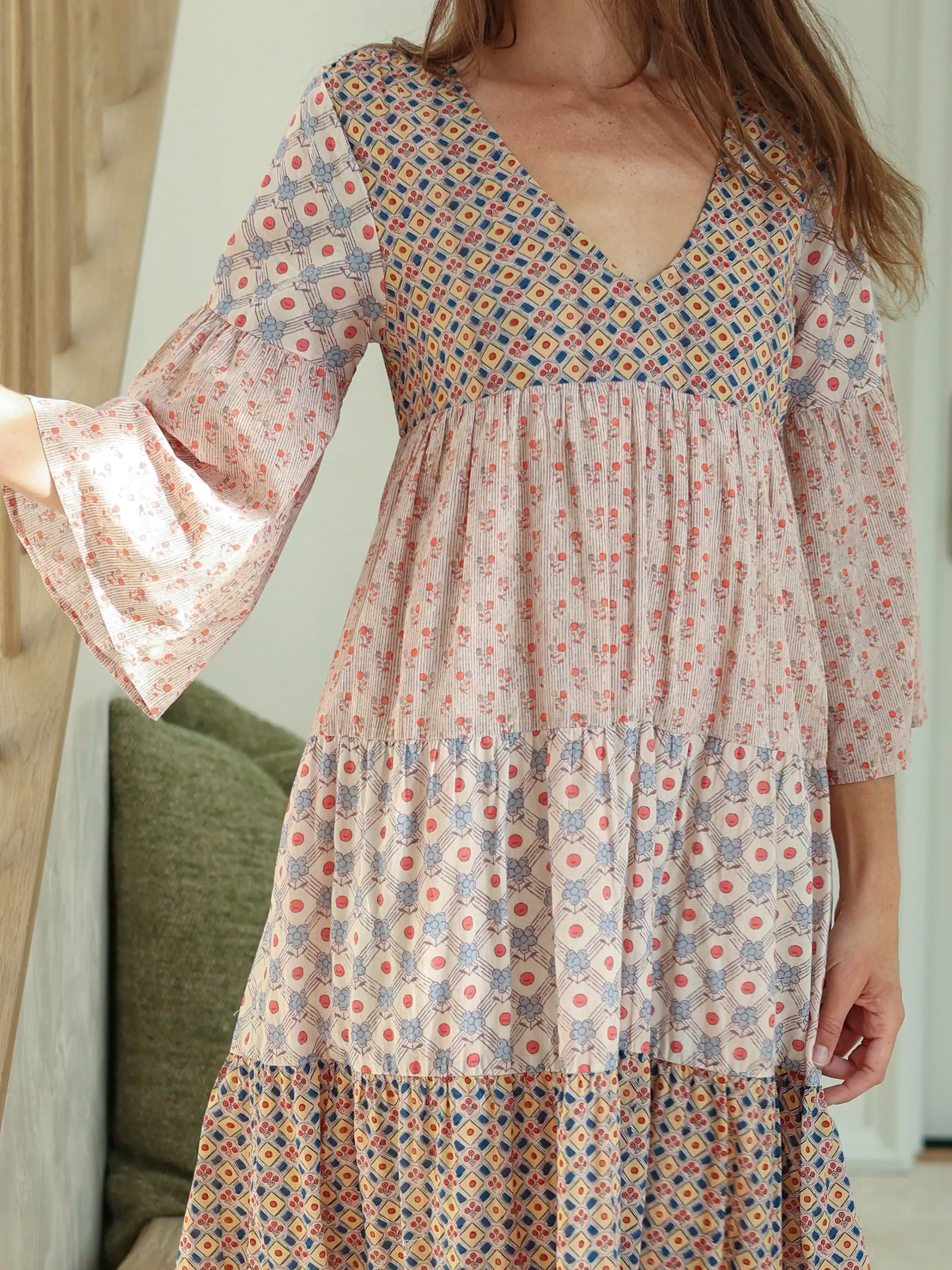 Charlotte Cotton Midi Dress - Wildflower Wonder