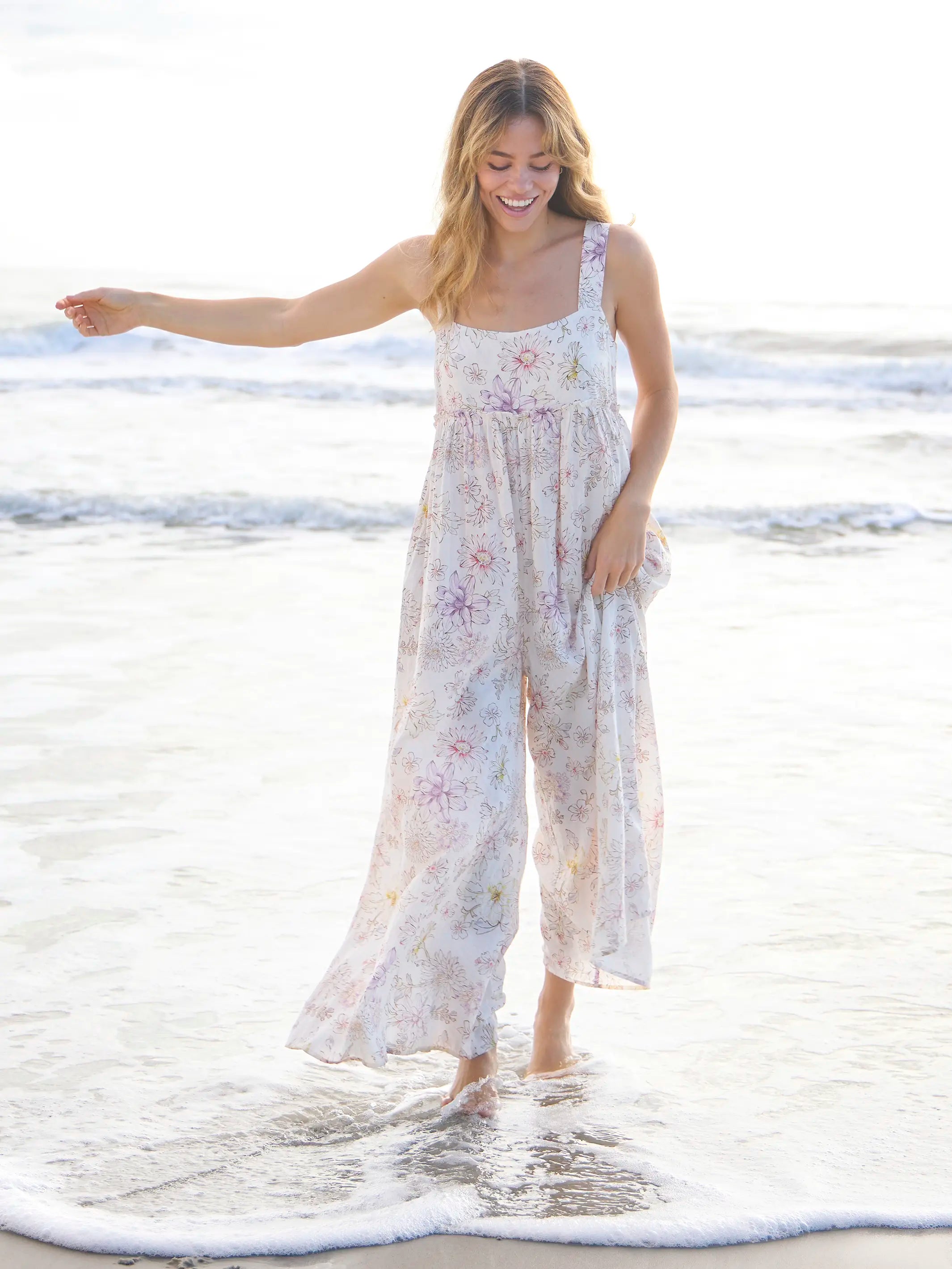 Gabi Jumpsuit - Dahlia Flora Ivory