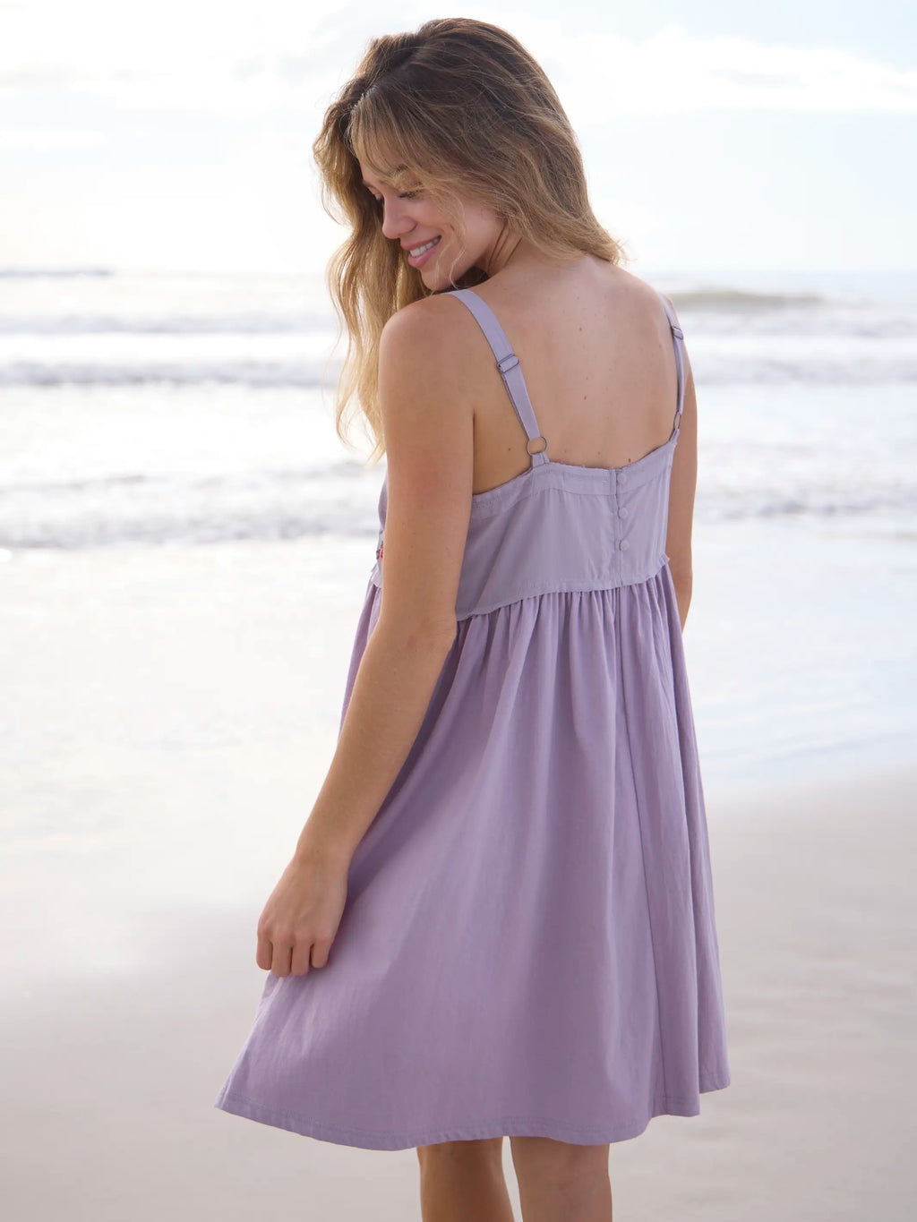 Patti Embroidered Mini Dress - Lavender
