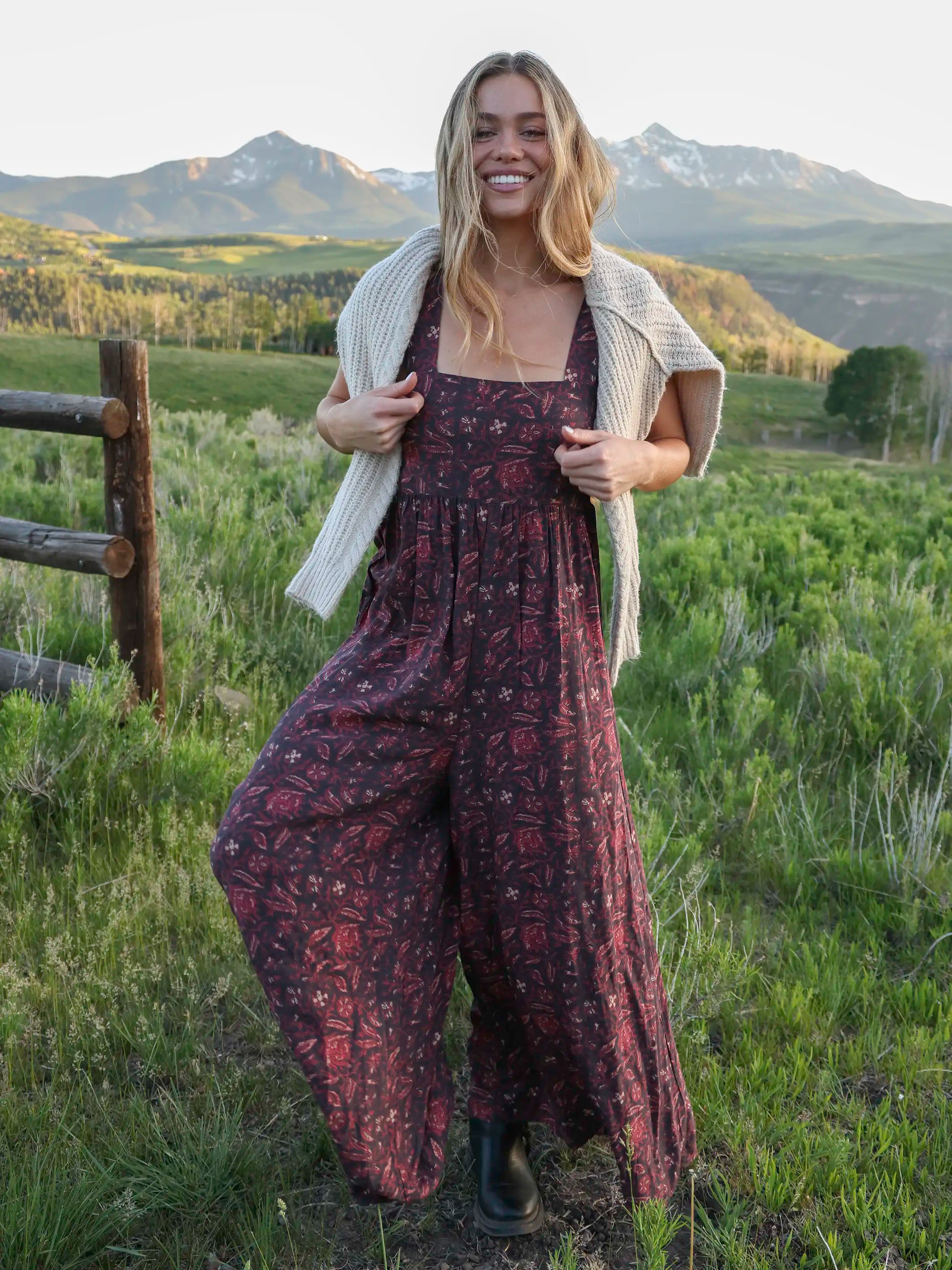 Tricia Jumpsuit - Brown Rust Floral