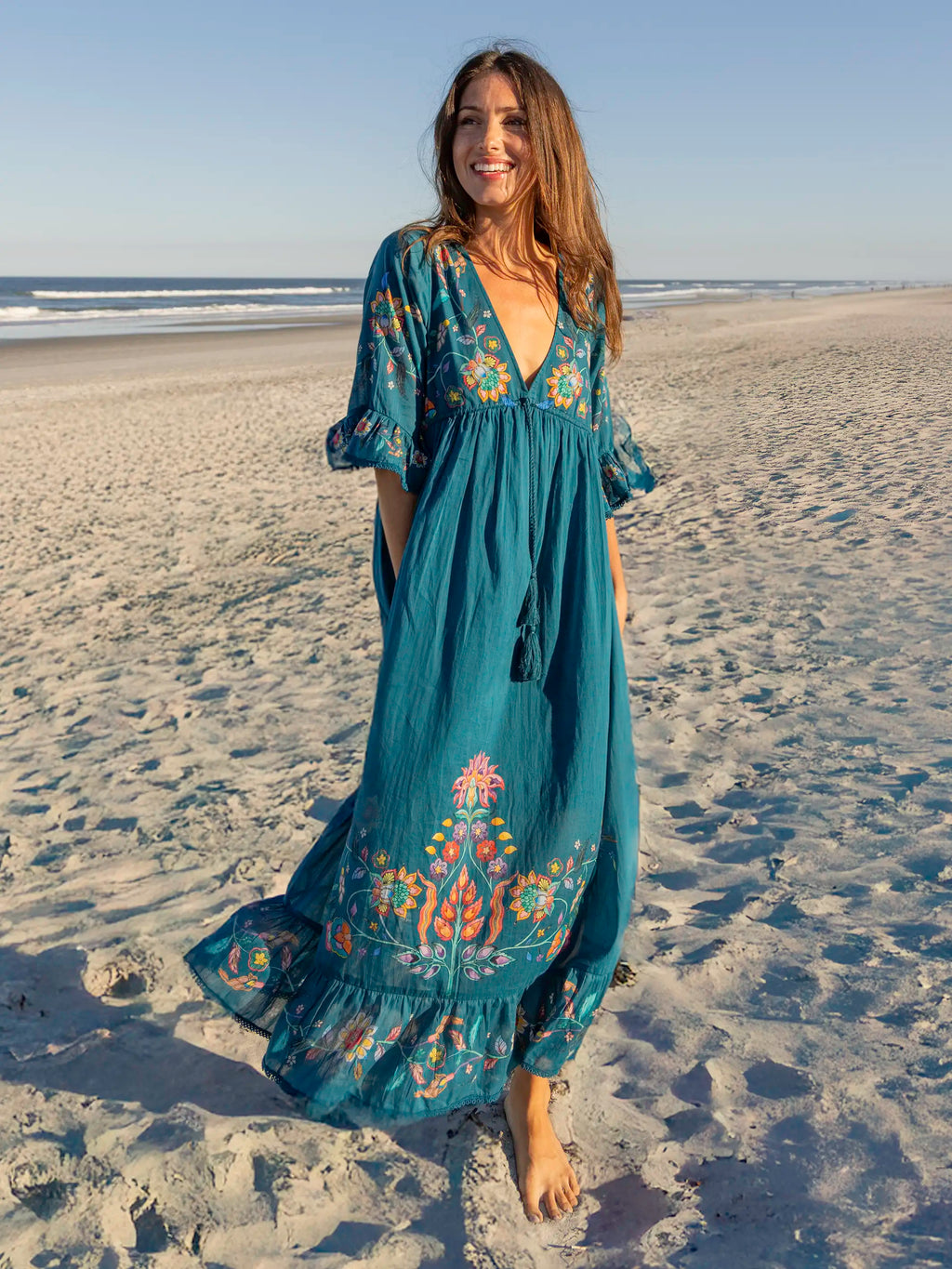 Capri Cotton Maxi Dress - Dark Teal