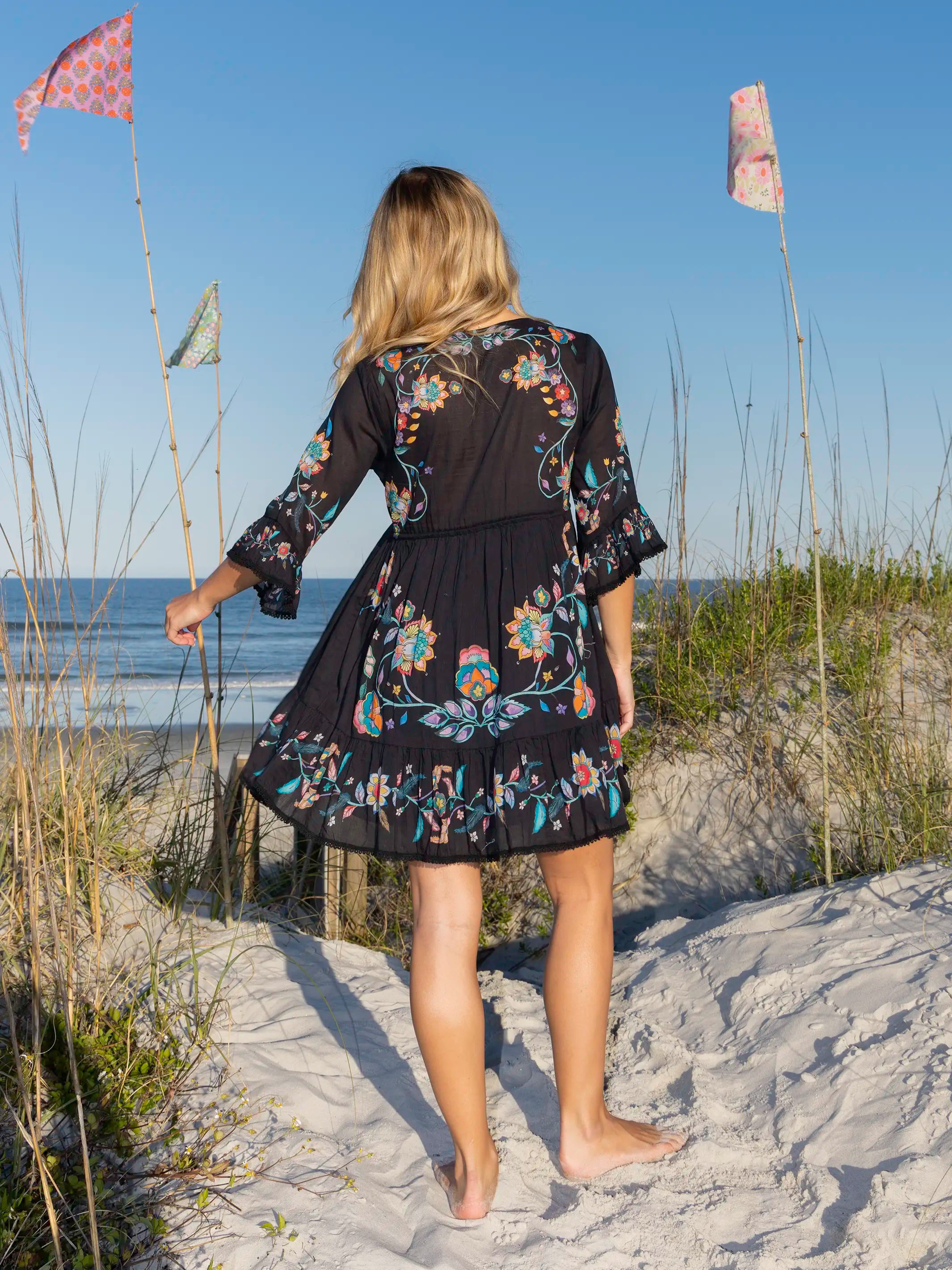 Capri Cotton Mini Dress - Black