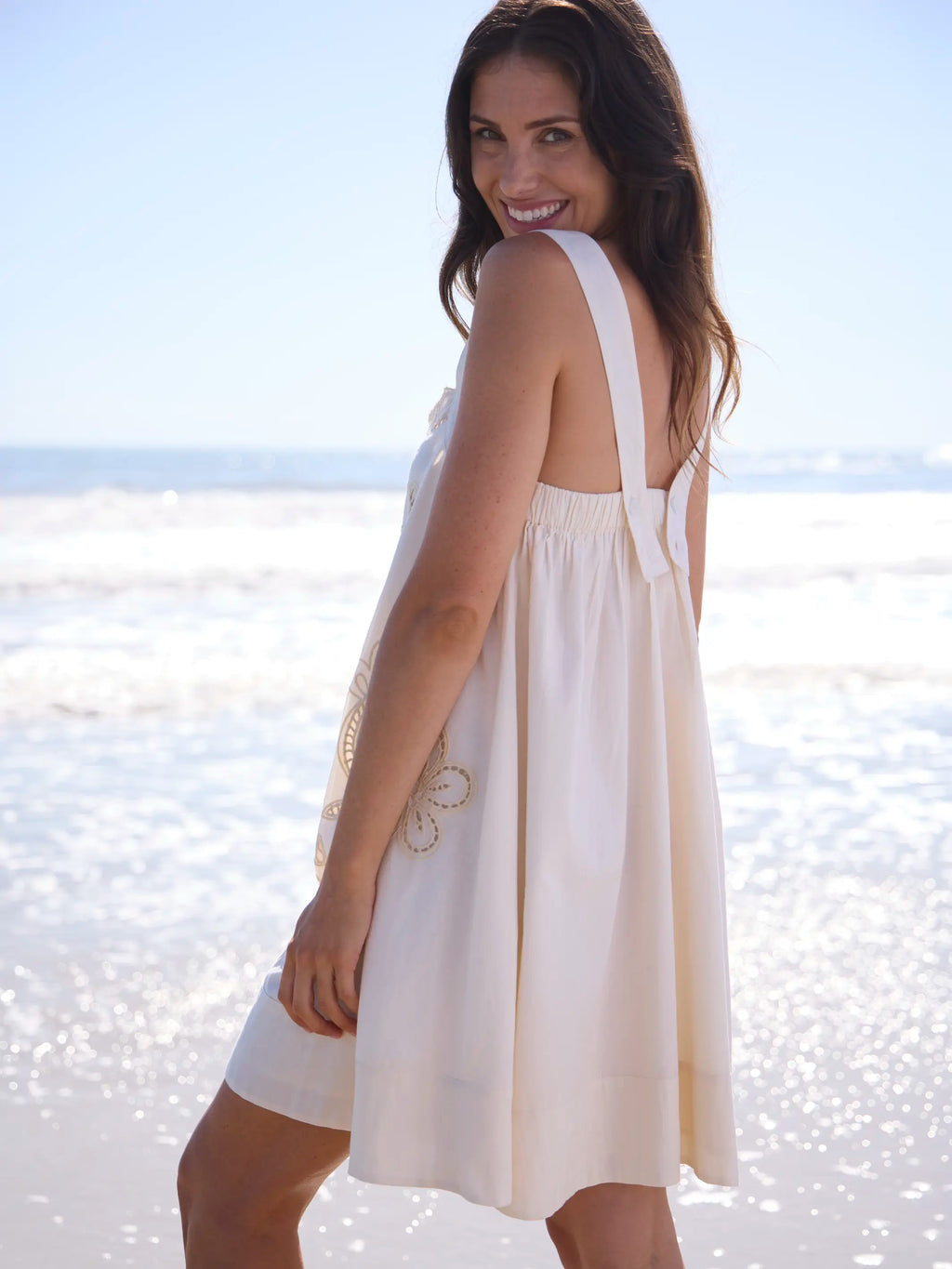 Sadie Cotton Eyelet Mini Dress - Ivory
