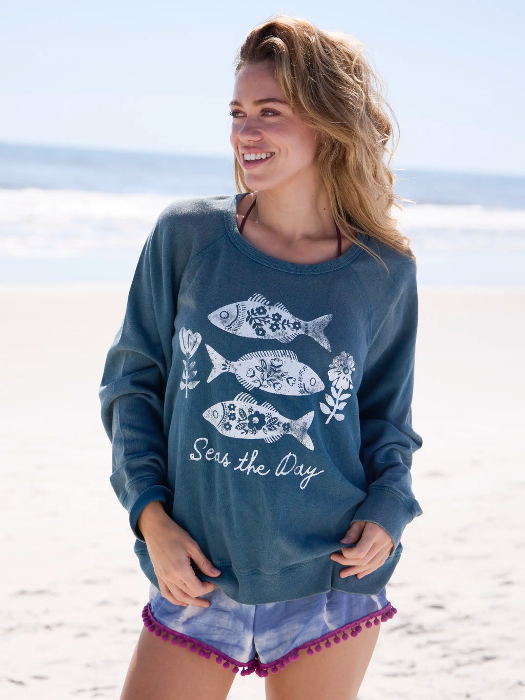 Old School Cotton Sweatshirt - Seas The Day
