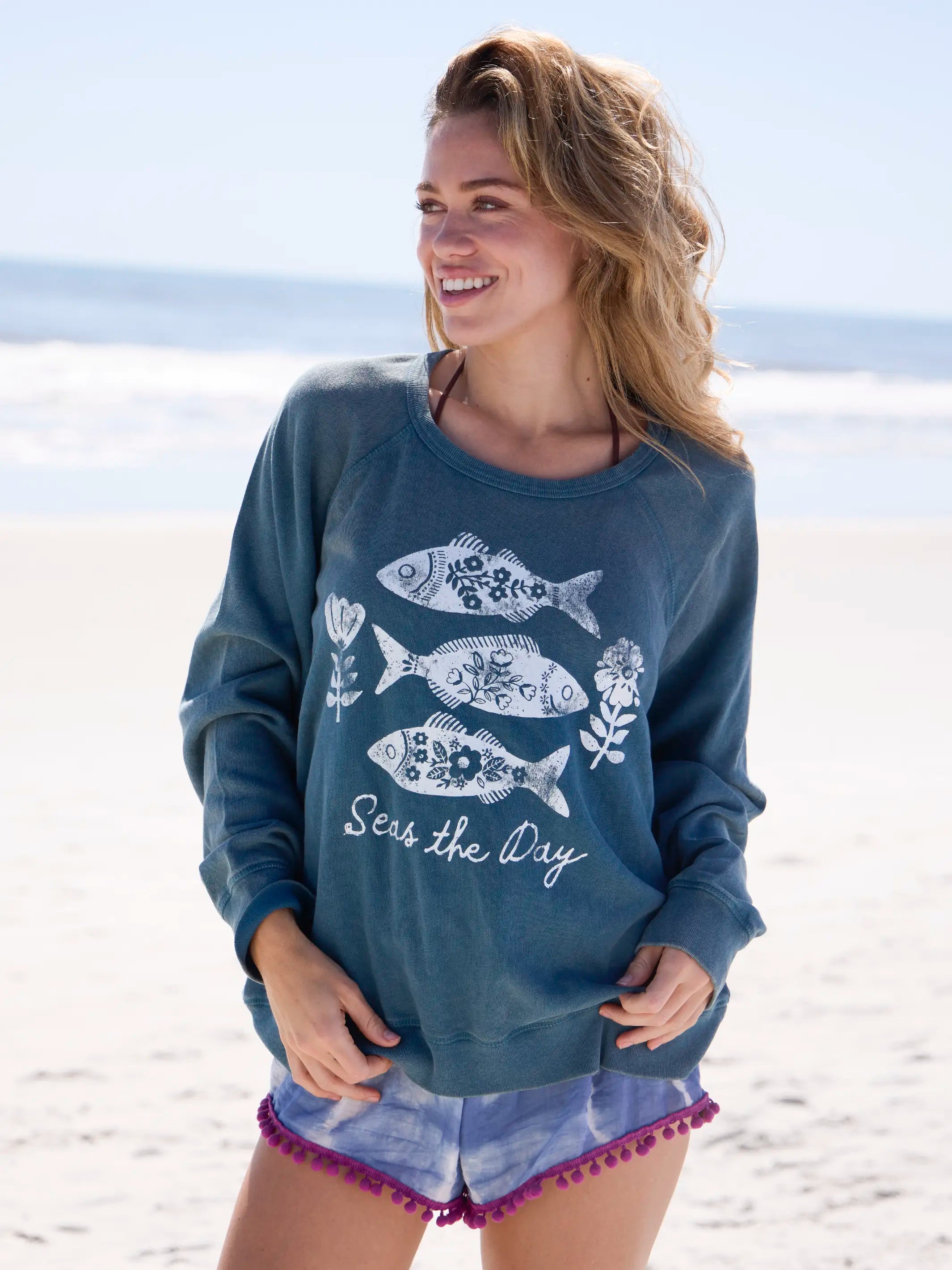 Old School Cotton Sweatshirt - Seas The Day