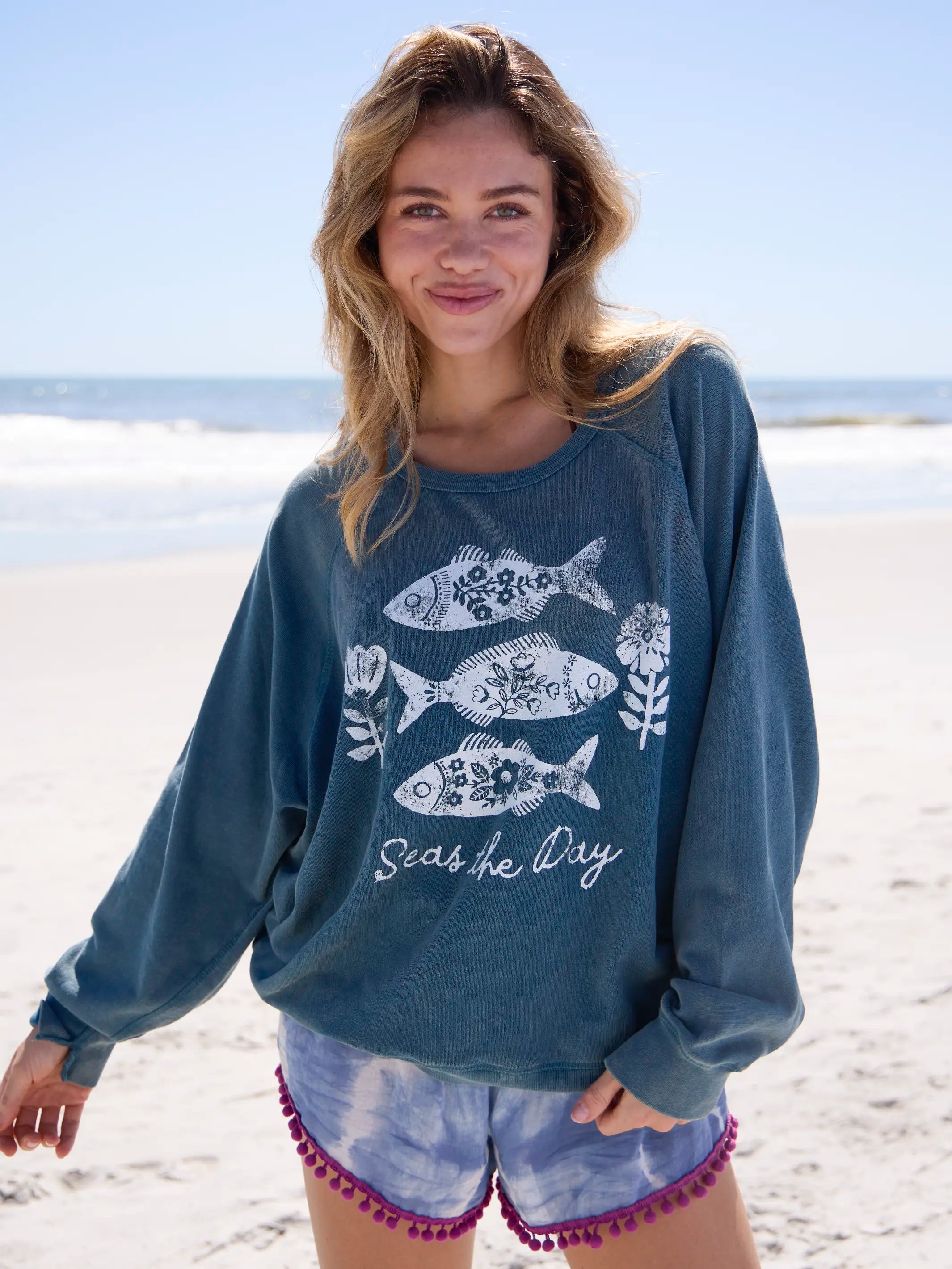 Old School Cotton Sweatshirt - Seas The Day